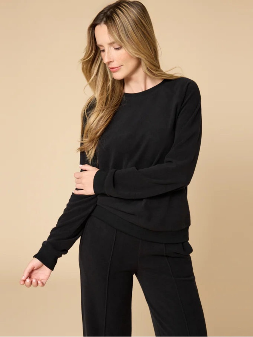 Softies Vintage Velvet Raglan Crew Neck